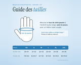 Guide des tailles : tour de paume en cm, du XS au 2XL